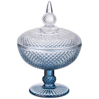 Емкость для хранения на ножке "diamant blue" 15,7*15,7*23см Lefard (355-319)