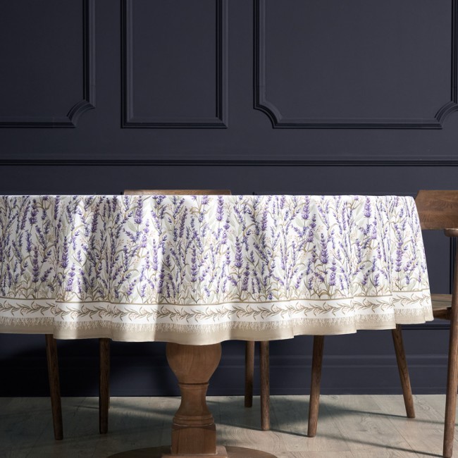 Скатерть круглая "душа прованса" 190см ,белый, 100% хлопок, твил, с пропиткой Lefard (850-735-25)