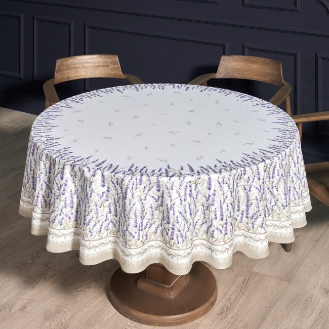 Скатерть круглая "душа прованса" 190см ,белый, 100% хлопок, твил, с пропиткой Lefard (850-735-25)