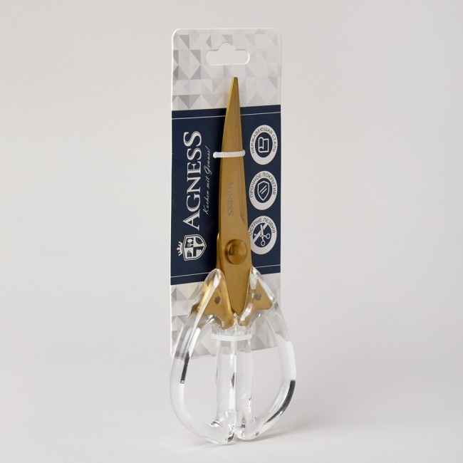 Кухонные ножницы цвет айвори, титановое покрытие лезвия, 20,5см Agness (671-026) Кухонные ножницы цвет айвори, титановое покрытие лезвия, 20,5см Agness (671-026)