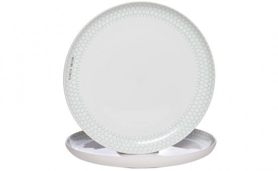 Тарелка белая с бирюзовым рисунком (2) 30*30*3,3 - 00002633