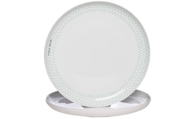 Тарелка белая с бирюзовым рисунком (2) 30*30*3,3 (D-00002633) 