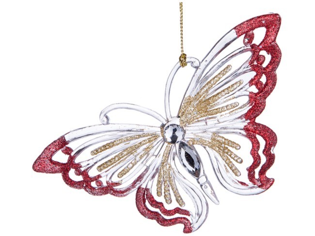 Декоративное изделие "бабочка " 9 см 2 вида цвет: красный с золотом с глиттером ( Myco International (865-329)