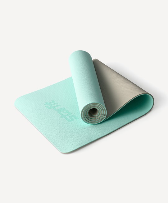 Коврик для йоги и фитнеса STARFIT FM-201, TPE, 183x61x0,6 см, мятный/серый (2105119)