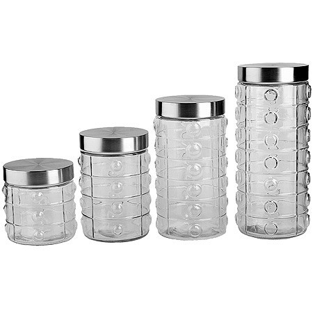 Набор банок для сыпучик продуктов 4пр стекло/полипроп/нерж/ст Mayer&Boch (31026)
