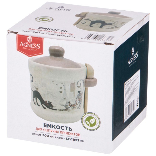 Сахарница с ложкой agness "парижские коты" 11*9,3*11,5 см 320 мл Agness (358-1732) Сахарница с ложкой agness "парижские коты" 11*9,3*11,5 см 320 мл Agness (358-1732)