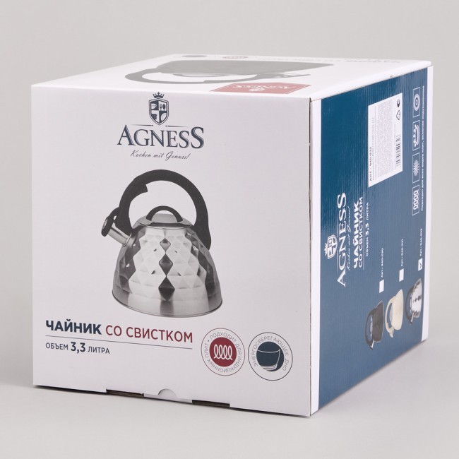 Чайник со свистком, 3,3л Agness (940-032) Чайник со свистком, 3,3л Agness (940-032)