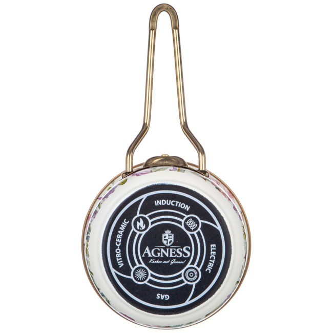 Ковш agness эмалированный, серия irises 14см/0,9л d=14 см  длина=31см подходит для индукцион Agness (950-570)