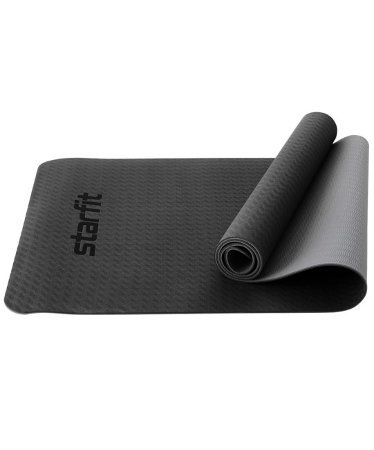 Коврик для йоги и фитнеса Starfit FM-201, TPE, 183x61x0,4 см, черный/серый (2104797)