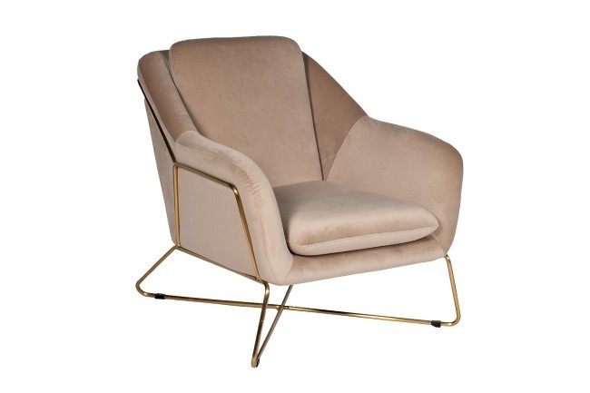 Кресло велюр бежевый/мат.зол. 75*87*80см (TT-00006029)