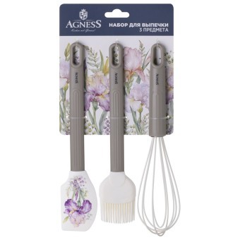 Набор: венчик, лопатка, кисточка agness, 3 предмета, серия "irises" Agness (671-031) Набор: венчик, лопатка, кисточка agness, 3 предмета, серия "irises" Agness (671-031)