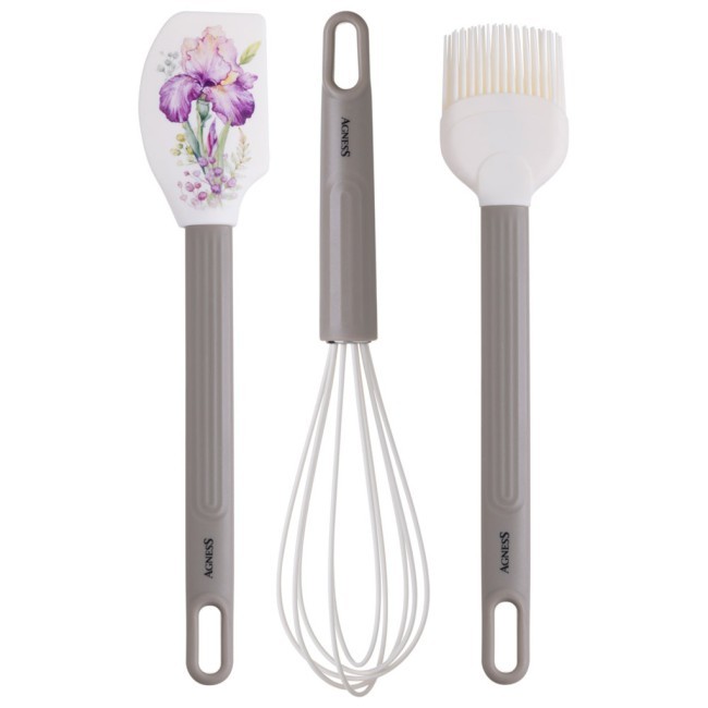 Набор: венчик, лопатка, кисточка agness, 3 предмета, серия "irises" Agness (671-031)