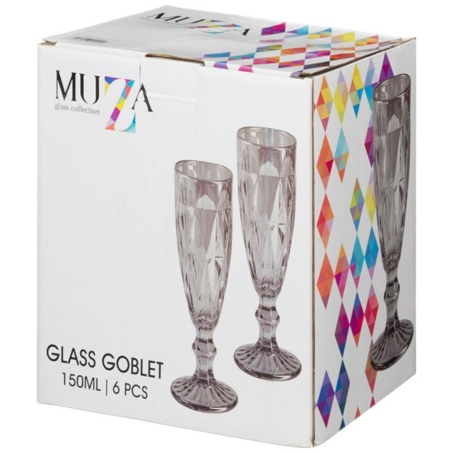 Набор бокалов для шампанского "ромбо" 6шт. 150мл. / в=20 см. Lefard (691-020)