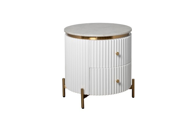 Тумбочка 2 ящика с мраморной столешницей d51*55см (TT-00011263)