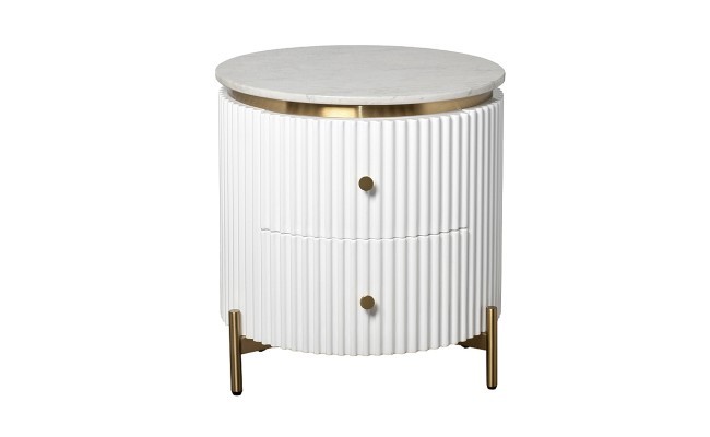 Тумбочка 2 ящика с мраморной столешницей d51*55см (TT-00011263)