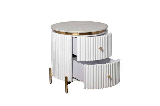 Тумбочка 2 ящика с мраморной столешницей d51*55см (TT-00011263)