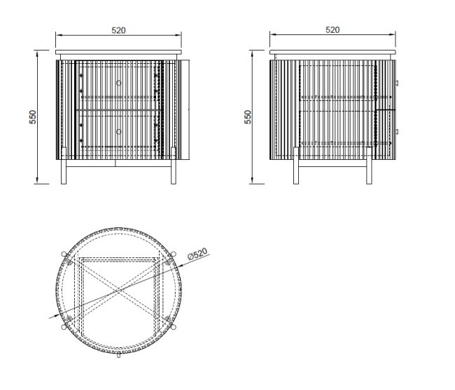 Тумбочка 2 ящика с мраморной столешницей d51*55см (TT-00011263)