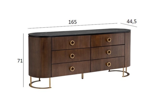 Комод коричневый 165*44,5*71см (TT-00011444)