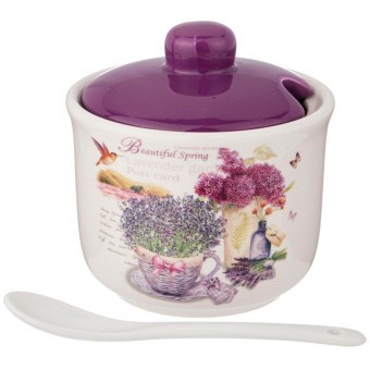 Сахарница с ложкой agness "лавандовая весна" 10*9,5 см 300 мл Agness (358-1827)
