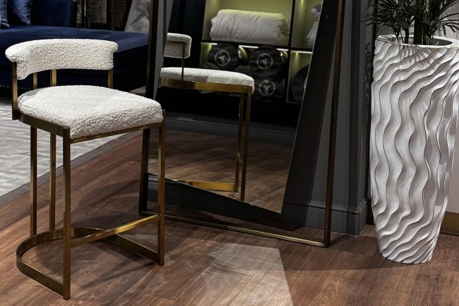 Стул барный, букле бежевый/матовое золото  50*55*85см (TT-00013472) Стул барный, букле бежевый/матовое золото  50*55*85см (TT-00013472)