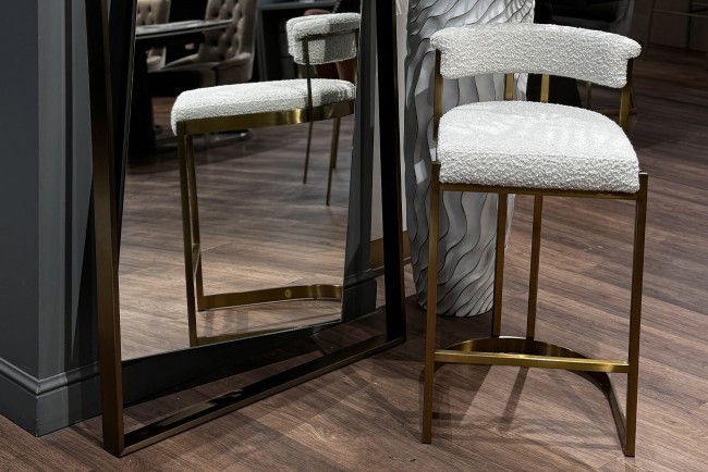 Стул барный, букле бежевый/матовое золото  50*55*85см (TT-00013472) Стул барный, букле бежевый/матовое золото  50*55*85см (TT-00013472)