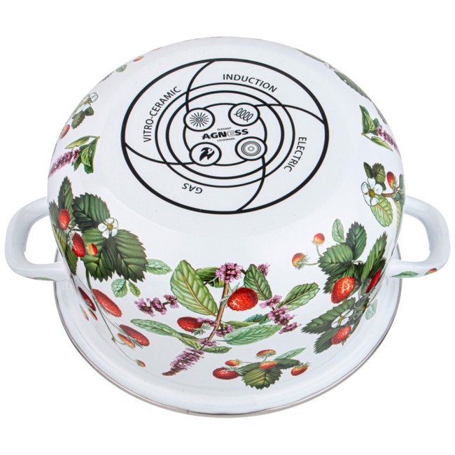 Кастрюля agness эмалированная с эмал.крышкой серия "фруктовая корзина", 5.0 л, 24*14 см Agness (934-564)
