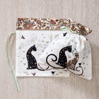 Набор мешочков из 2-х шт "парижские коты" 21х23см, 100%хлопок ,белый твил Lefard (850-746-91)