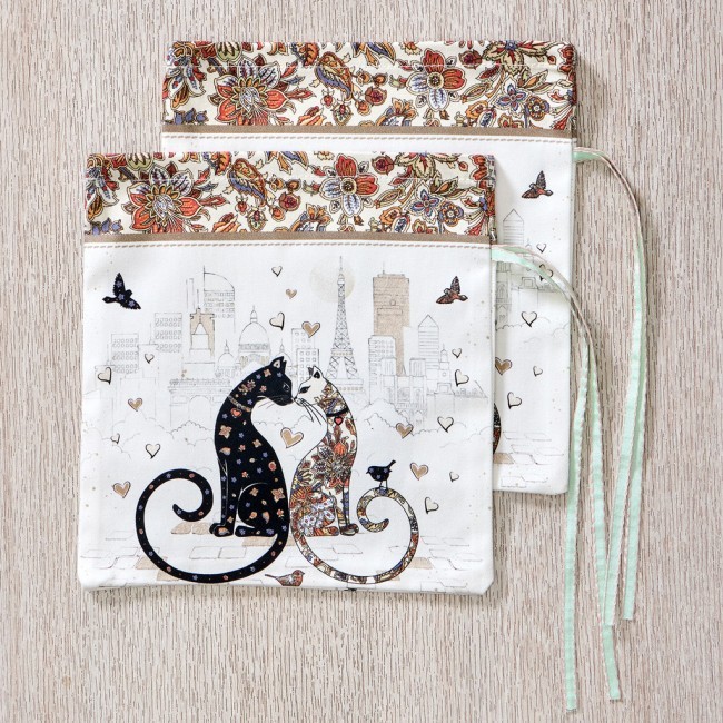 Набор мешочков из 2-х шт "парижские коты" 21х23см, 100%хлопок ,белый твил Lefard (850-746-91) Набор мешочков из 2-х шт "парижские коты" 21х23см, 100%хлопок ,белый твил Lefard (850-746-91)