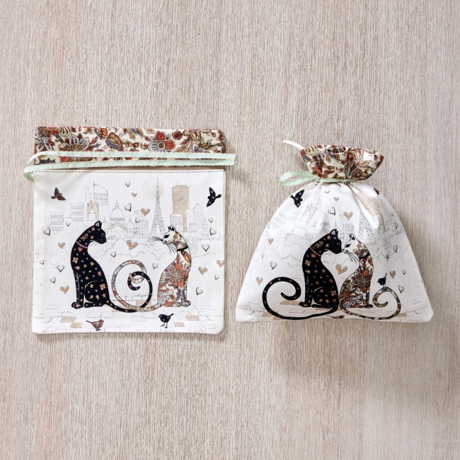 Набор мешочков из 2-х шт "парижские коты" 21х23см, 100%хлопок ,белый твил Lefard (850-746-91) Набор мешочков из 2-х шт "парижские коты" 21х23см, 100%хлопок ,белый твил Lefard (850-746-91)