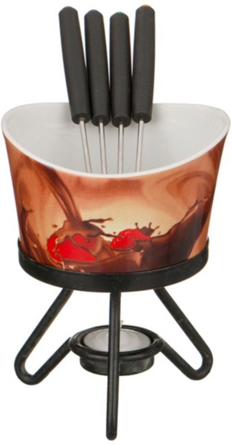 Набор фондю : чаша+4 вилочки+свеча+метал подставка диаметр=12 см. Agness (470-068)