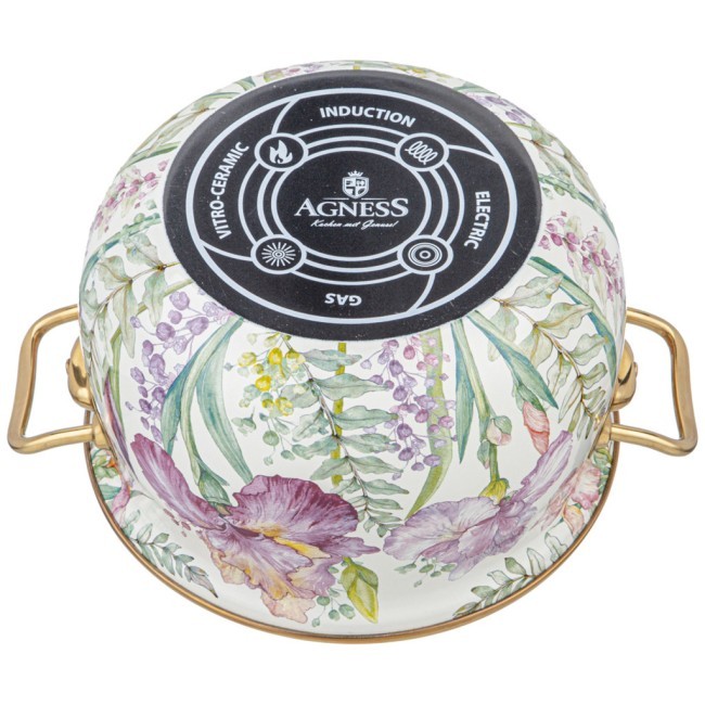 Кастрюля эмалированная agness с крышкой, серия irises, 2,1л, диа.16см подходит для инд. плит Agness (950-571) Кастрюля эмалированная agness с крышкой, серия irises, 2,1л, диа.16см подходит для инд. плит Agness (950-571)