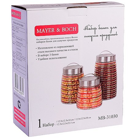 Набор для сыпучих продуктов 3пр стекло/нерж/ст Mayer&Boch (31030) Набор для сыпучих продуктов 3пр стекло/нерж/ст Mayer&Boch (31030)