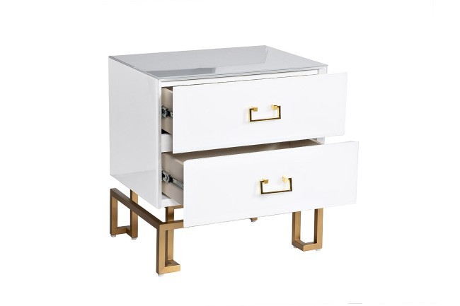 Тумба 2 ящика белая/золото 55*40*58см (TT-00005888) Тумба 2 ящика белая/золото 55*40*58см (TT-00005888)