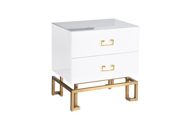 Тумба 2 ящика белая/золото 55*40*58см (TT-00005888) Тумба 2 ящика белая/золото 55*40*58см (TT-00005888)