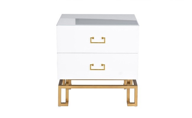 Тумба 2 ящика белая/золото 55*40*58см (TT-00005888) Тумба 2 ящика белая/золото 55*40*58см (TT-00005888)