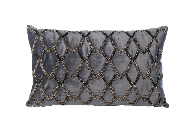 Подушка с бисером "Чешуйки" синяя 30*50см (TT-00006733)