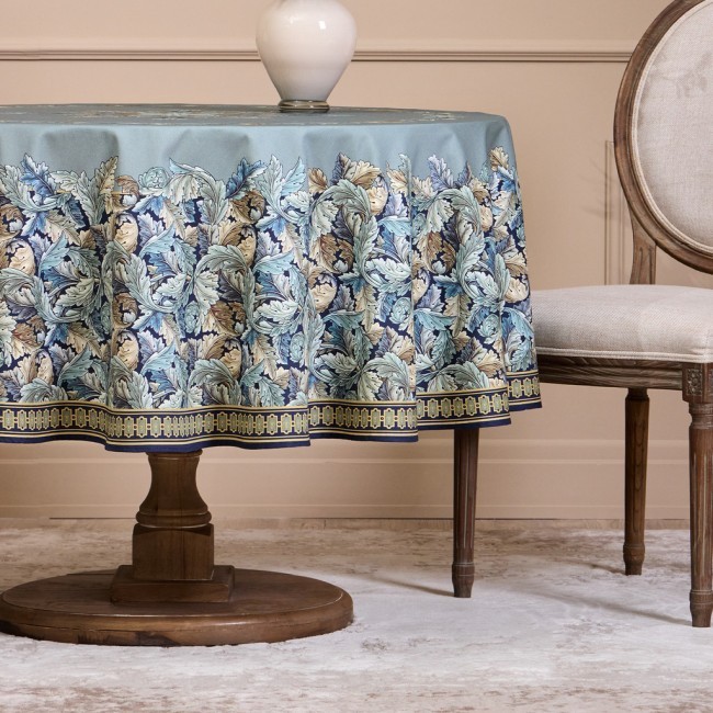 Скатерть круглая "листья морриса"190 см ,100% хлопок ,синий, твил, пропитка Lefard (850-752-22)