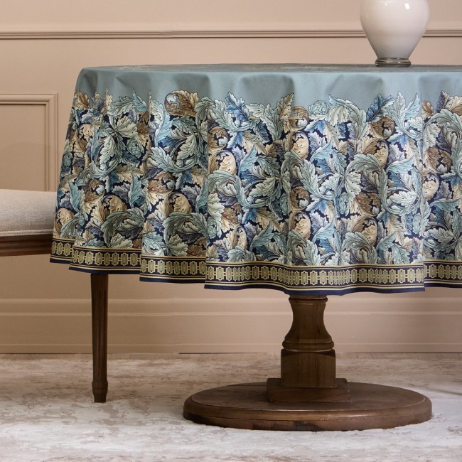 Скатерть круглая "листья морриса"190 см ,100% хлопок ,синий, твил, пропитка Lefard (850-752-22)