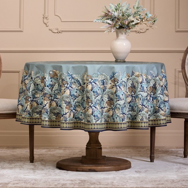 Скатерть круглая "листья морриса"190 см ,100% хлопок ,синий, твил, пропитка Lefard (850-752-22)