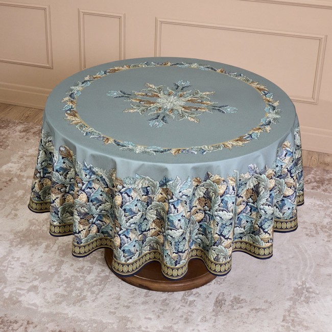 Скатерть круглая "листья морриса"190 см ,100% хлопок ,синий, твил, пропитка Lefard (850-752-22)