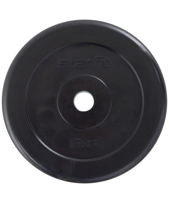Диск обрезиненный STARFIT BB-202 d=26 мм, стальная втулка, черный, 5 кг (998365) Диск обрезиненный STARFIT BB-202 d=26 мм, стальная втулка, черный, 5 кг (998365)