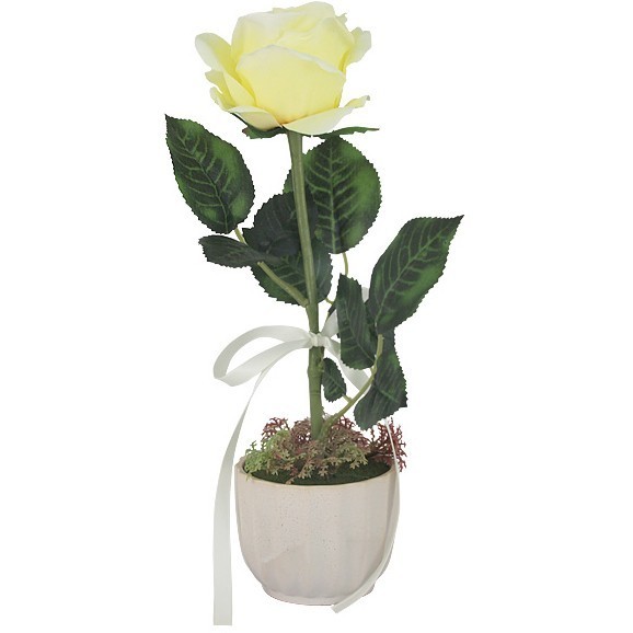 Декоративные цветы Роза жёлтая в керам.вазе - DG-PF7108-Y Dream Garden