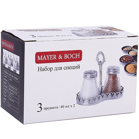 Набор для специй на подставке 3 пр стекло/нерж Mayer&Boch (40486) Набор для специй на подставке 3 пр стекло/нерж Mayer&Boch (40486)