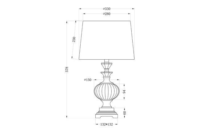 Лампа настольная плафон бежевый d33*60см (2) (TT-00000215)