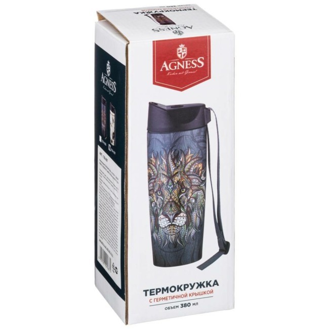Термокружка agness "лев" с кнопкой-стоппером, 360мл колба нерж.сталь 18/10 Agness (709-086) Термокружка agness "лев" с кнопкой-стоппером, 360мл колба нерж.сталь 18/10 Agness (709-086)