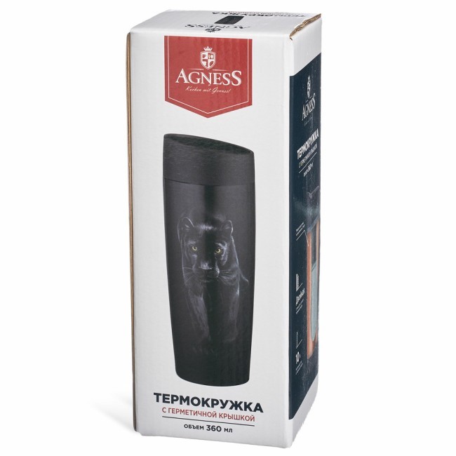 Термокружка agness "лев" с кнопкой-стоппером, 360мл колба нерж.сталь 18/10 Agness (709-086) Термокружка agness "лев" с кнопкой-стоппером, 360мл колба нерж.сталь 18/10 Agness (709-086)