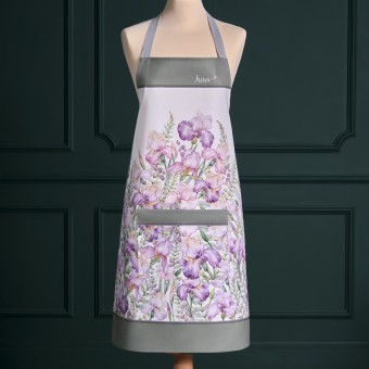 Фартук "ирисы" с карманом, 70х80см, белый, 100% хлопок, твил Lefard (850-743-72)