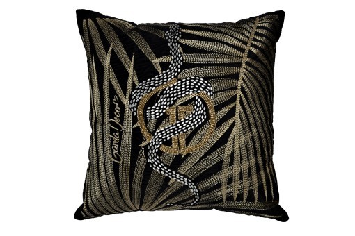 Подушка с бисером, стеклярусом и вышивкой "Тропики " черный 45*45 (TT-00014523)