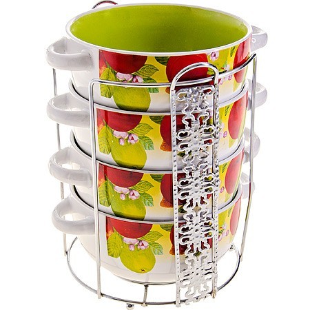 Набор супниц 5пр 540мл на подставке LR (27586) Набор супниц 5пр 540мл на подставке LR (27586)