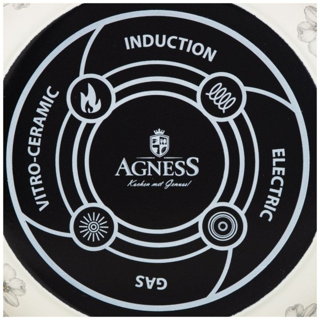 Кастрюля эмалированная agness с крышкой, серия яблоневый сад 4,8л, диа.22см подходит для индук.пл Agness (950-524)